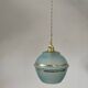 Vintage art deco tulip pendant light in blue and gold glass