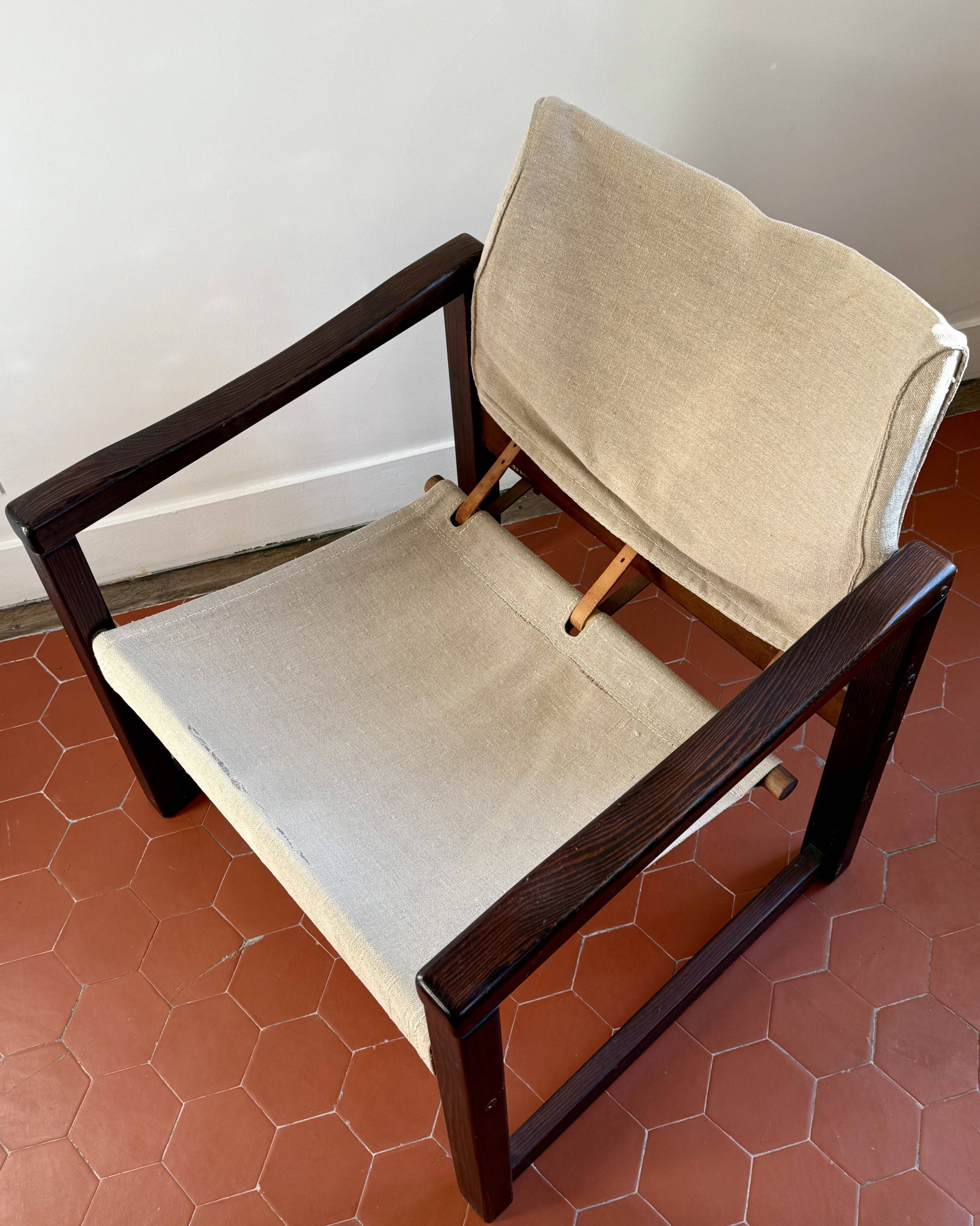 Safari armchair by Karin Mobring for IKEA 1970s in wood and canvas