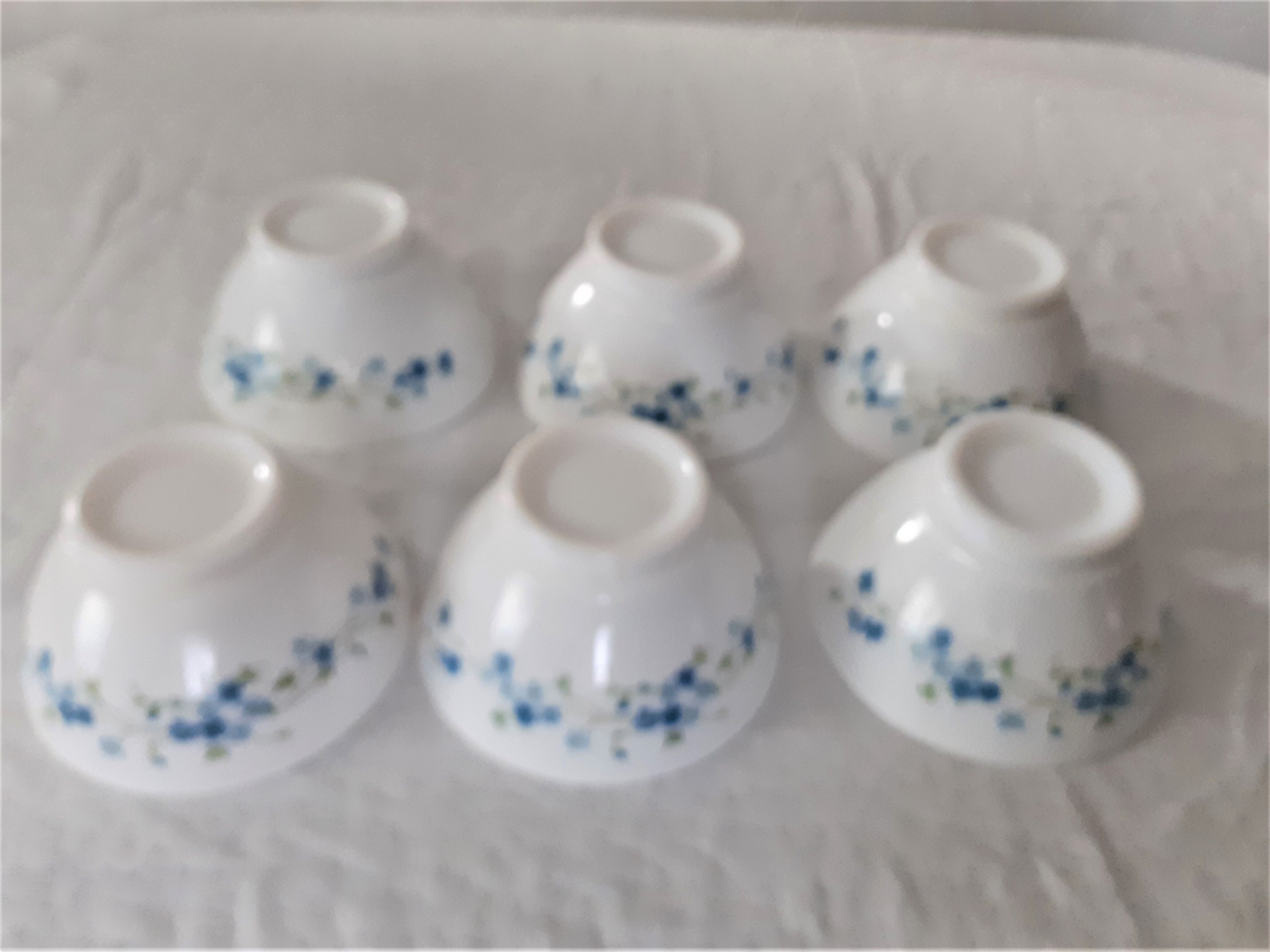 6 bowls VERONICA small blue flowers Arcopal france