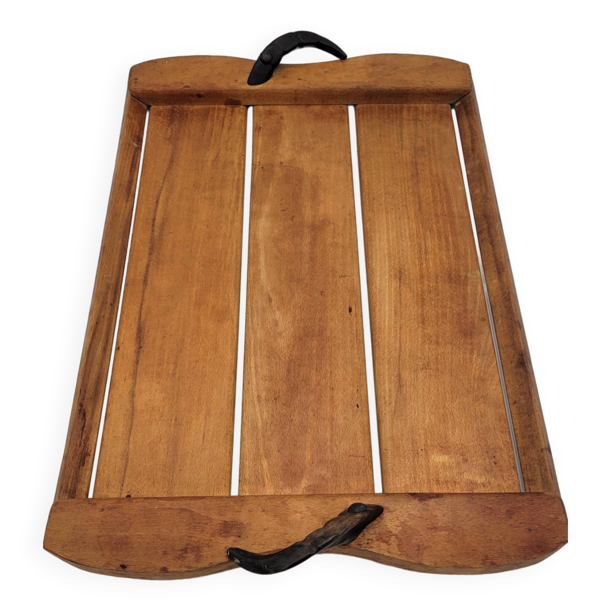 Plateau en bois poignées cornes de bélier
