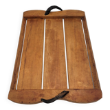 Wooden tray with ram horn handles
