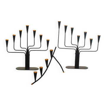 Set of 3 Mid-Century Candlesticks by Gunnar Ander for Ystad-Metall, 1910s