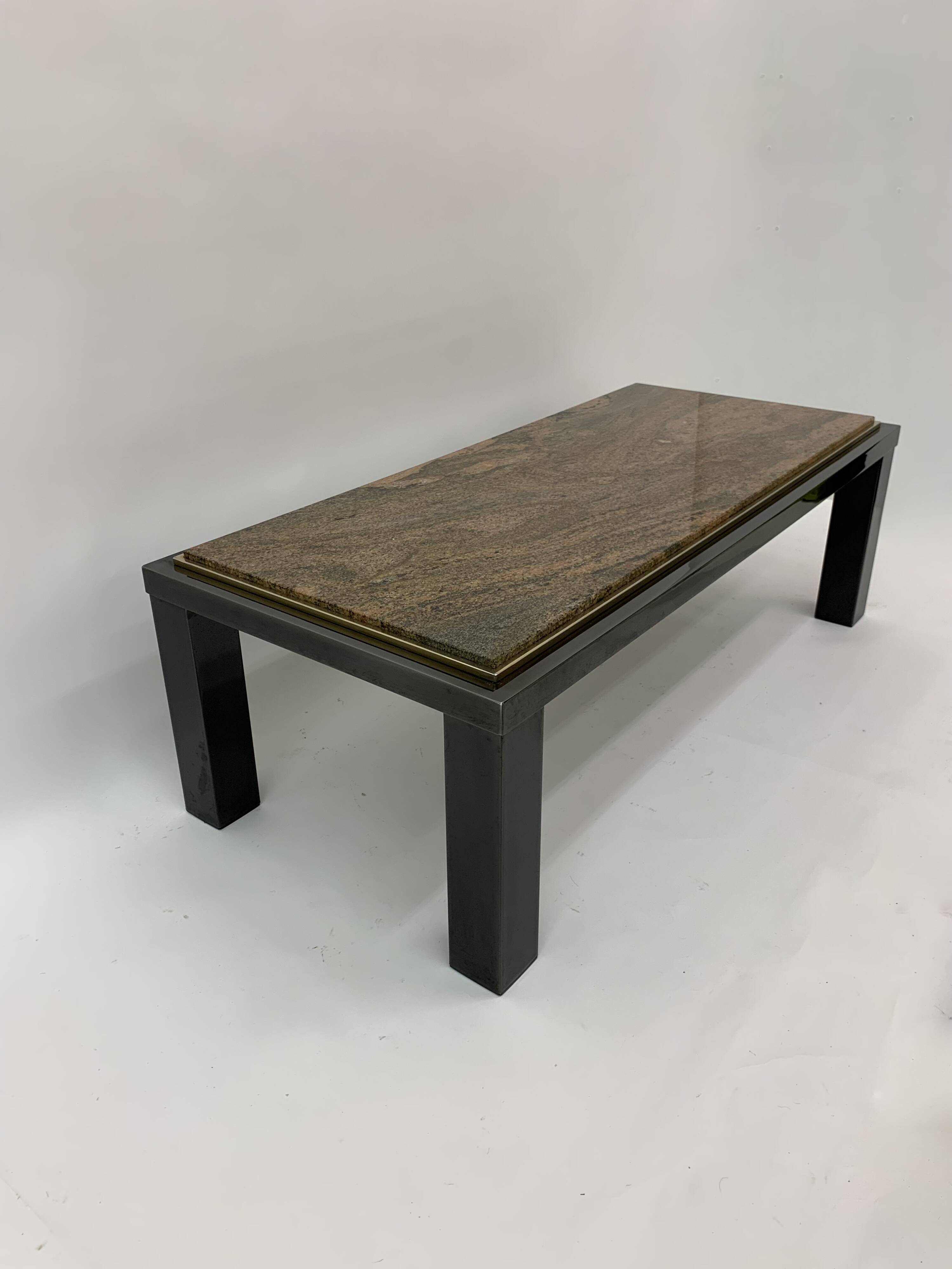 Mid-century Hollywood Regency granite Coffee Table By Fedam Design Belgium