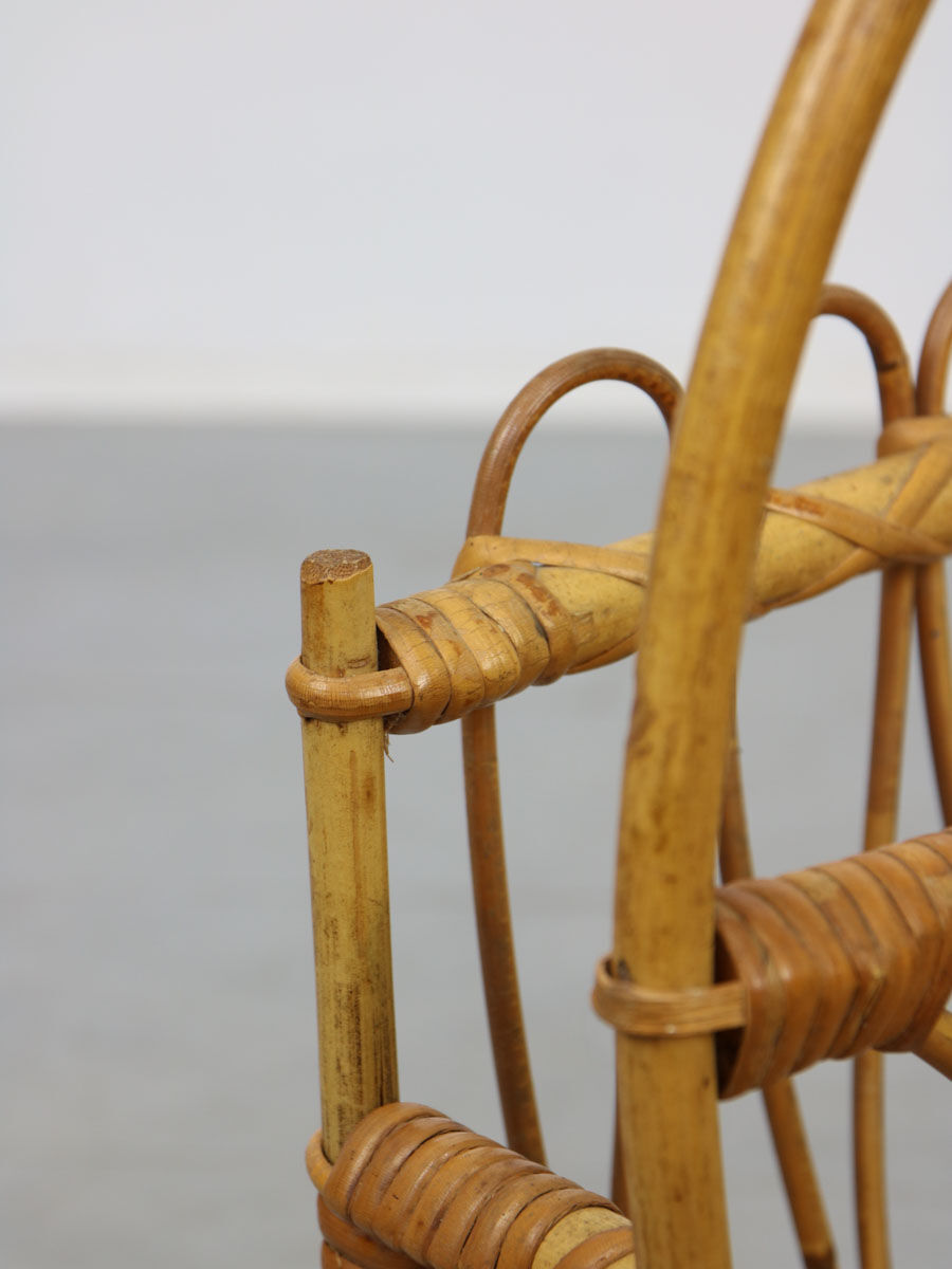 Vintage rattan newspaper magazine rack