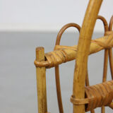 Vintage rattan newspaper magazine rack