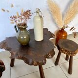 Ensemble table et tabourets brutaliste