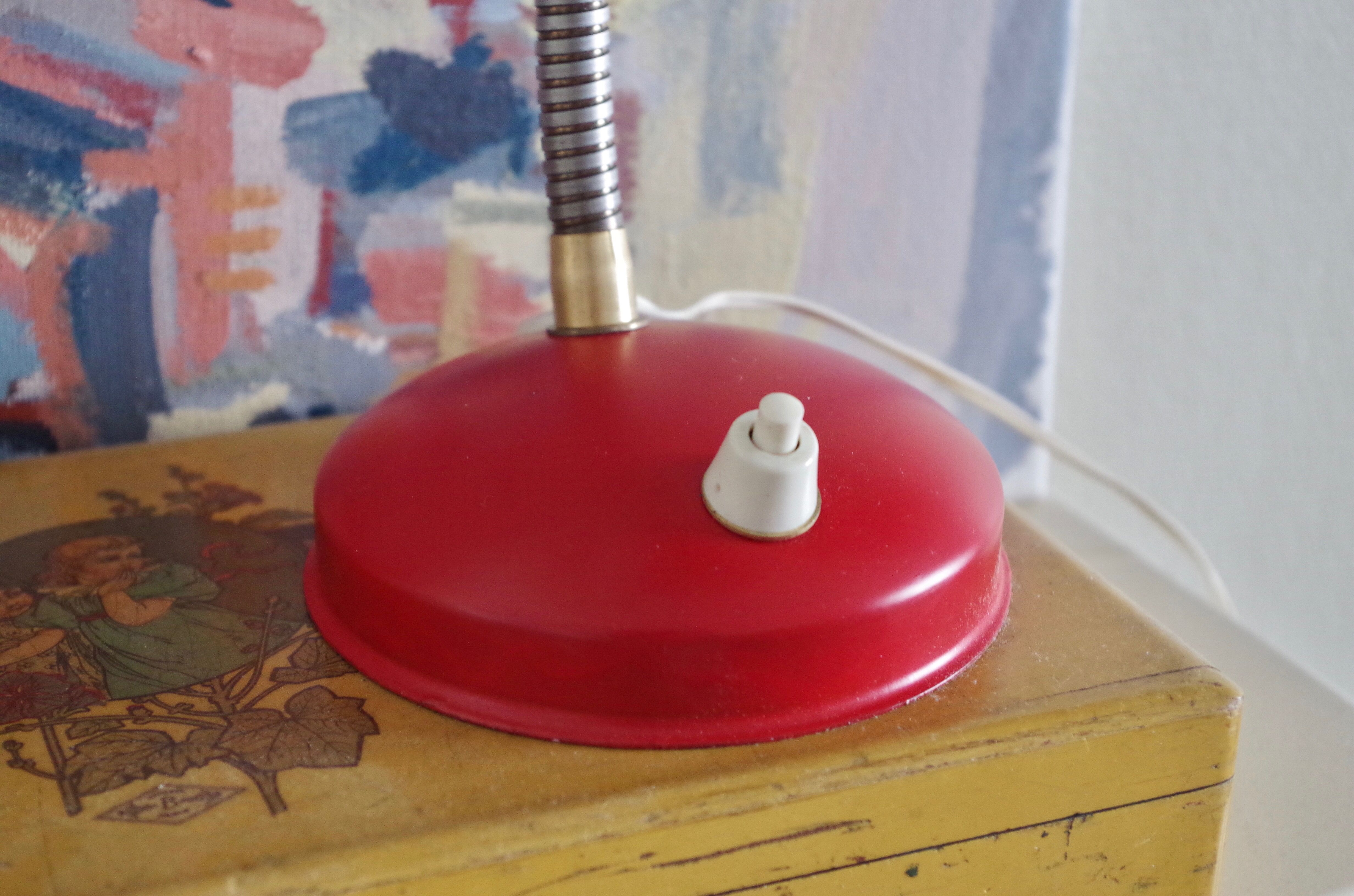 Table lamp red vintage year 70