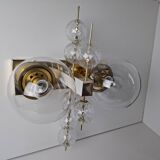 Applique murale tchèque en laiton et verre du milieu du siècle, par Kamenický Šenov, années 1970