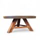 Round brutalis coffee table with brass / copper top / 1960s