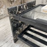 Italian 80s coffee table in marble and glass