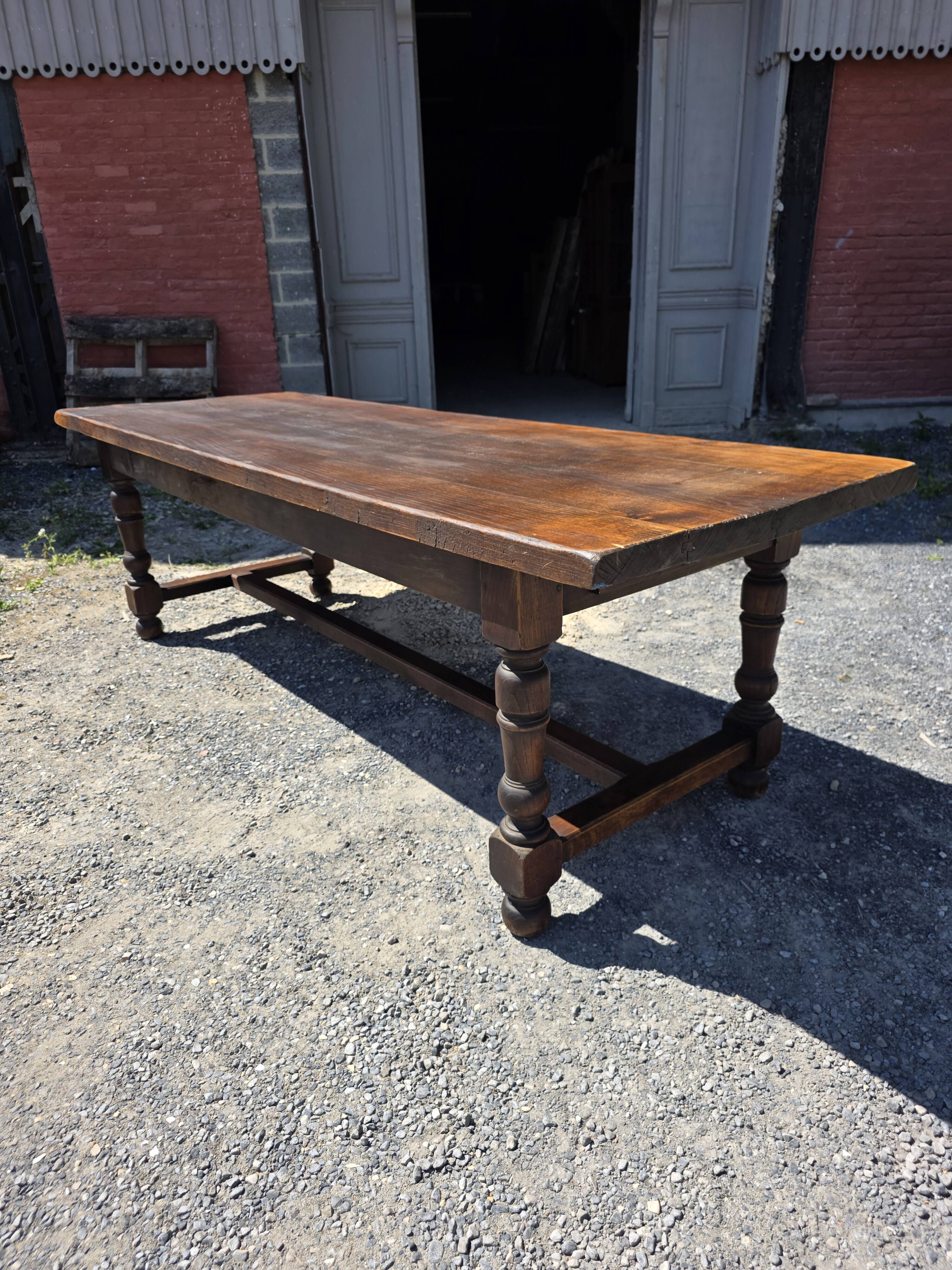 Table de ferme en chêne massif,  250 × 87cm