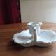 Night or hand-held porcelain candle holder in the shape of a leaf.