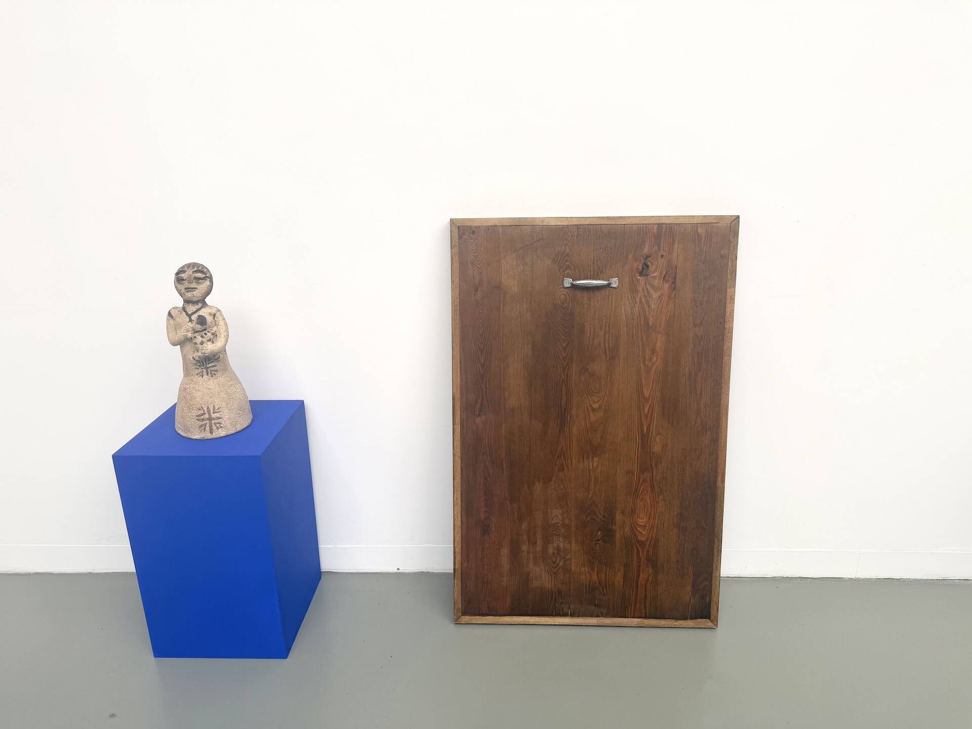 Monochrome table in ultramarine blue, acrylic on solid wood.