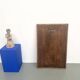 Monochrome table in ultramarine blue, acrylic on solid wood.