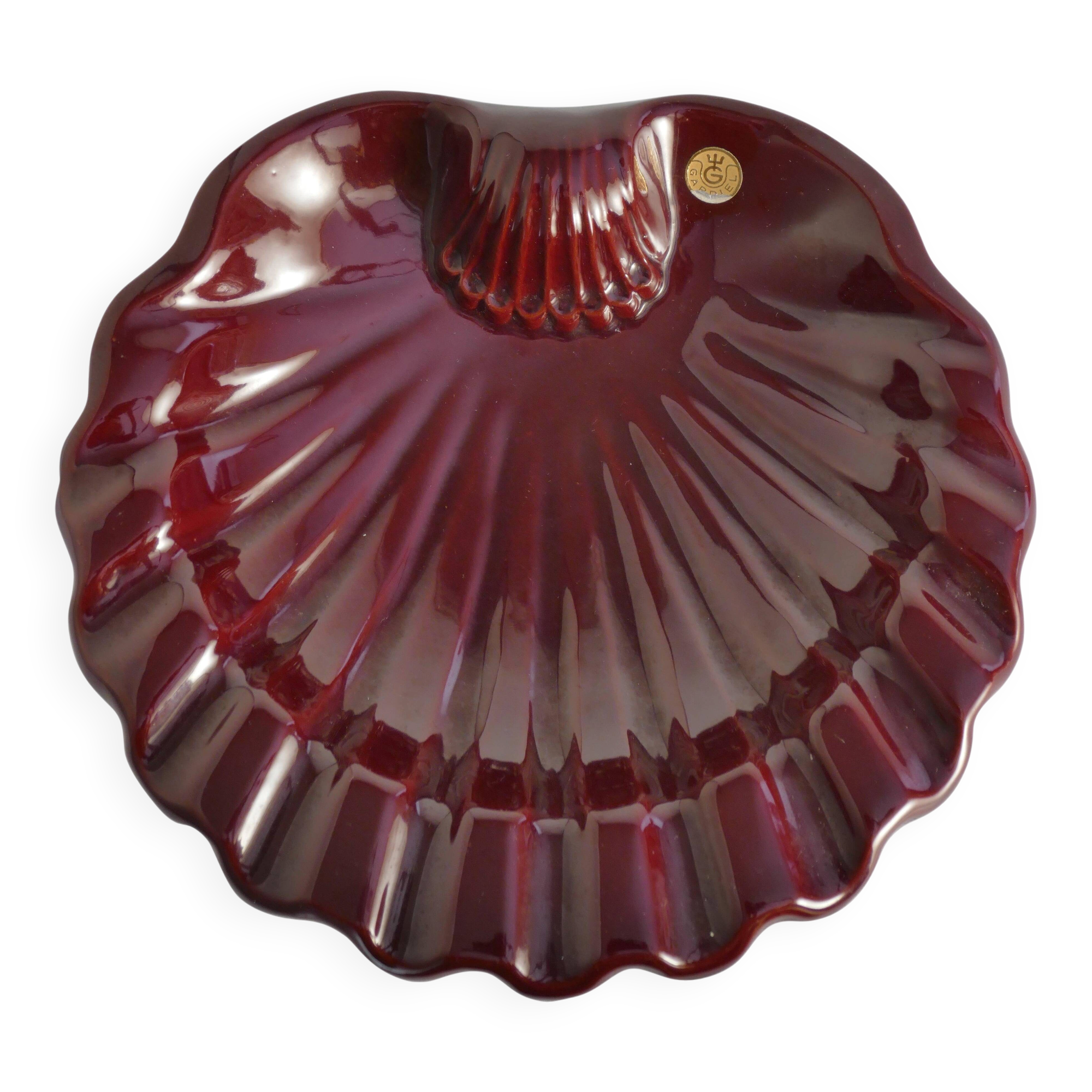 Art Deco Merlot Red Ceramic Vide-Poche by Gabriel Keramik, Sweden 1960s
