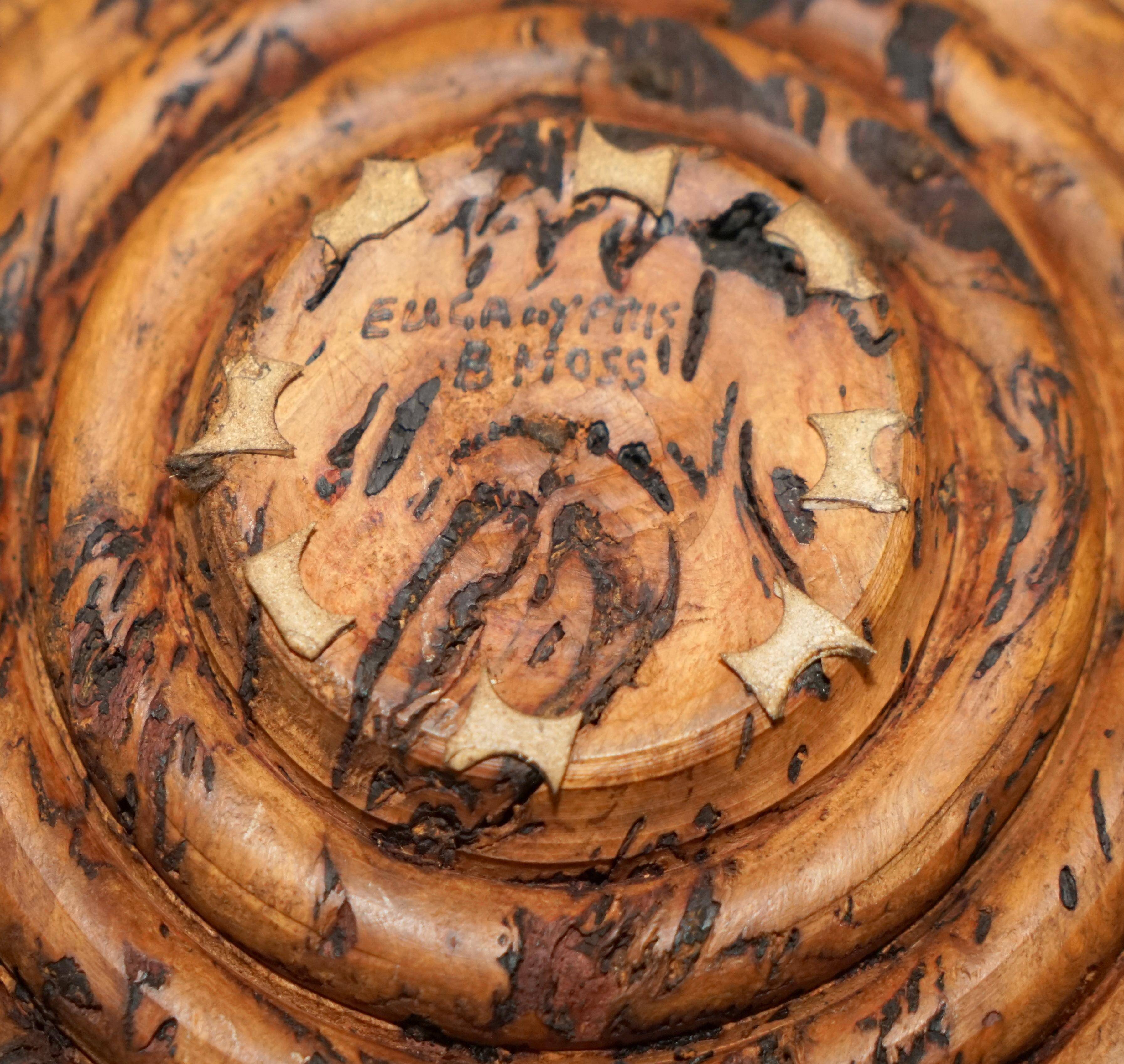 Grand bol d'eucalyptus noueux signé B Moss pour fruits