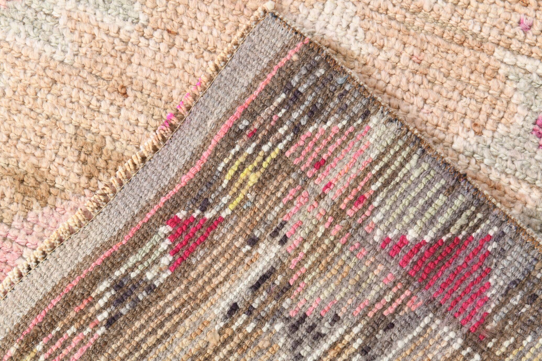 3x12 Pink & Cream Turkish Runner Rug, 80x364Cm
