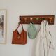 Vintage wall coat rack 60 cm – 6 metal hooks and ceramic knobs