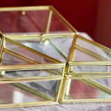 4 anciennes boites à bijoux en verre, laiton et miroir