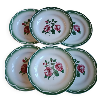Set of 6 Digoin Sarreguemines plates model Mireille
