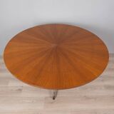 Round vintage wooden table from the 1960s designed by carlo ratti for lissoni