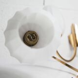 Pair of 1960 opaline and brass wall lights from Italy