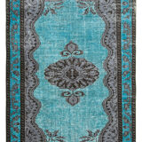 Tapis rustique anatolien des années 1980 180 cm x 275 cm tapis turquoise fait à la main