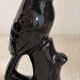 Pair of Mid-Century Gloss Black Ceramic Bird Figurines (Ravens/Crows)