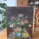 Tableau peinture originale bouquet de fleurs Lefranc vintage 1965