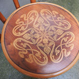 4 old fischel bentwood chairs and pyrograved pattern