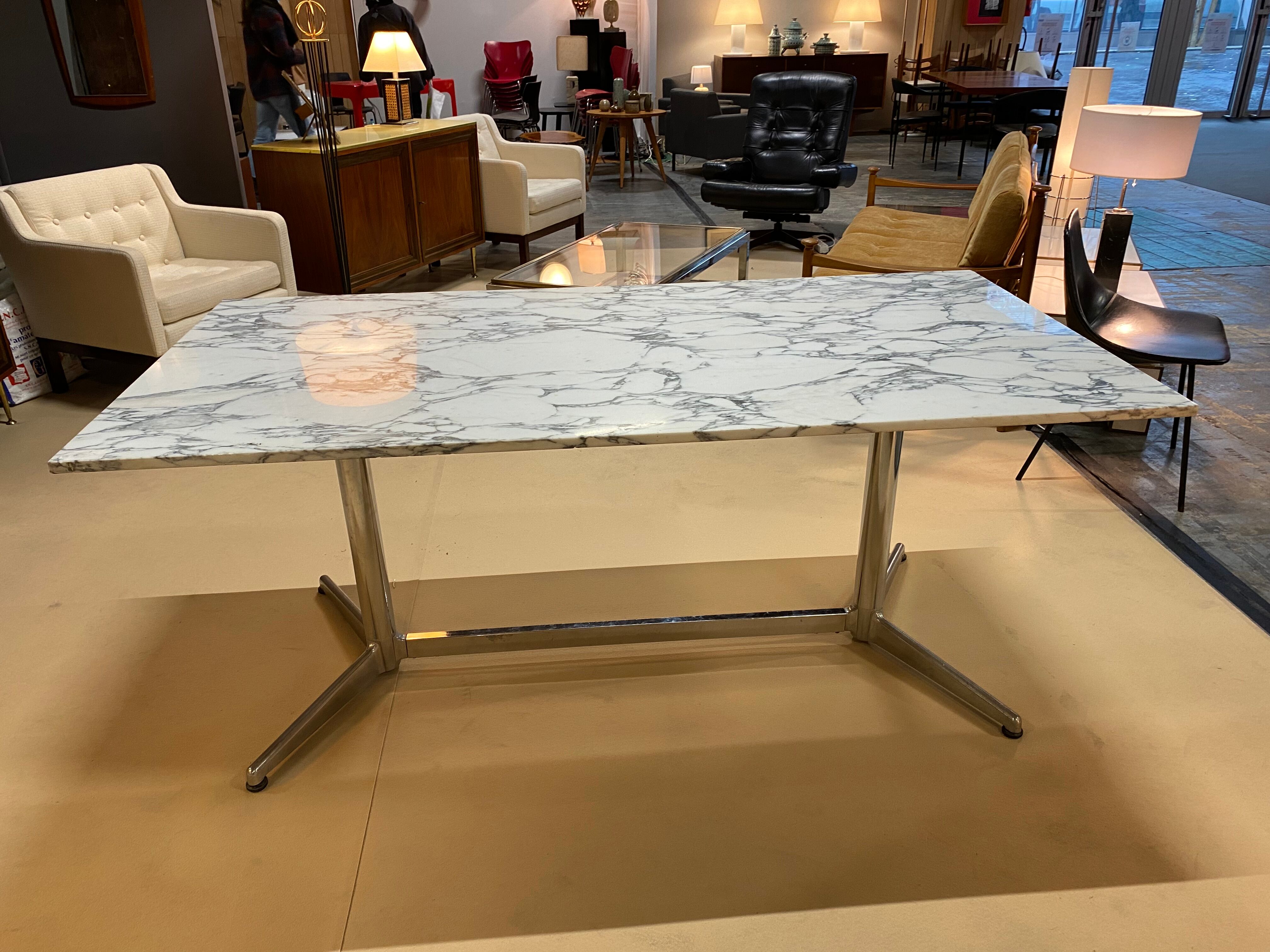 Dining room table marble chrome legs