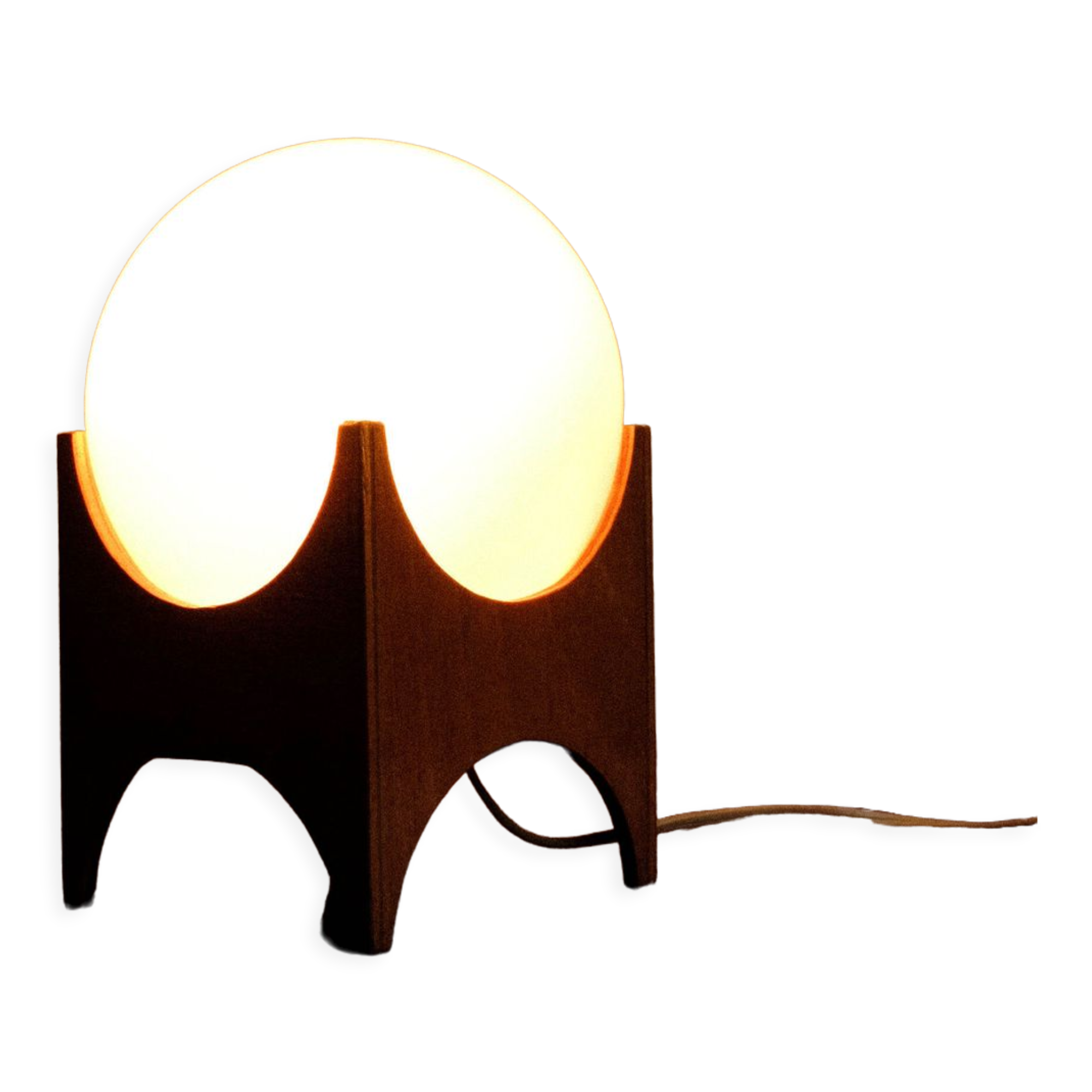 Glass & wood table lamp, Czechoslovakia, 1960s