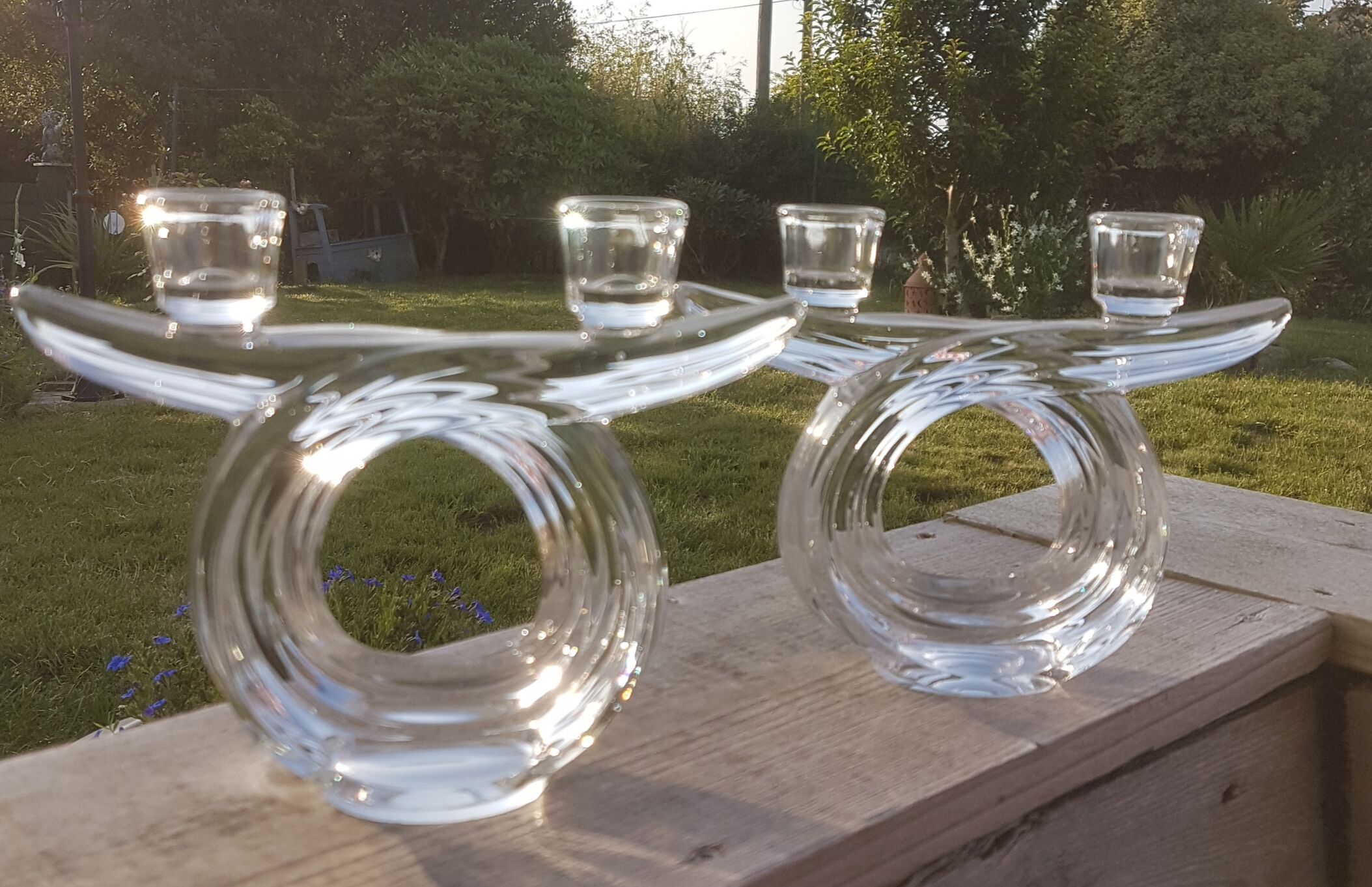 Candlesticks double arms crystal years 50-60