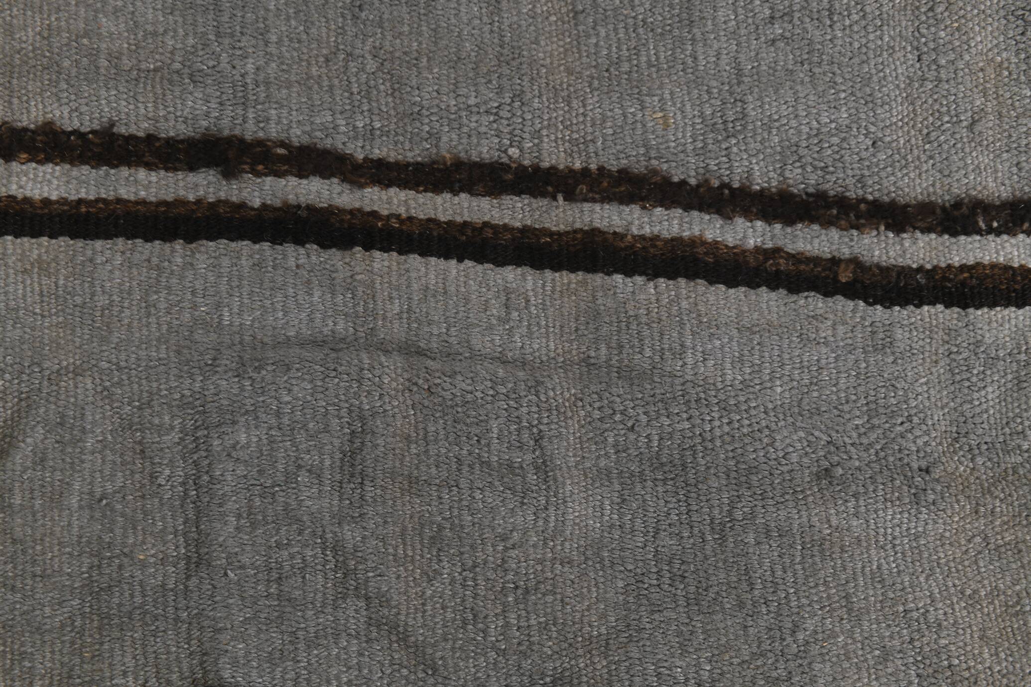 Striped Pattern Gray & Black Vintage Kilim Rug, 188x267Cm