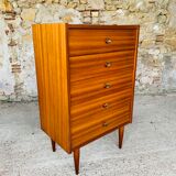 Vintage chest of drawers, 5 drawers in teak Circa 60