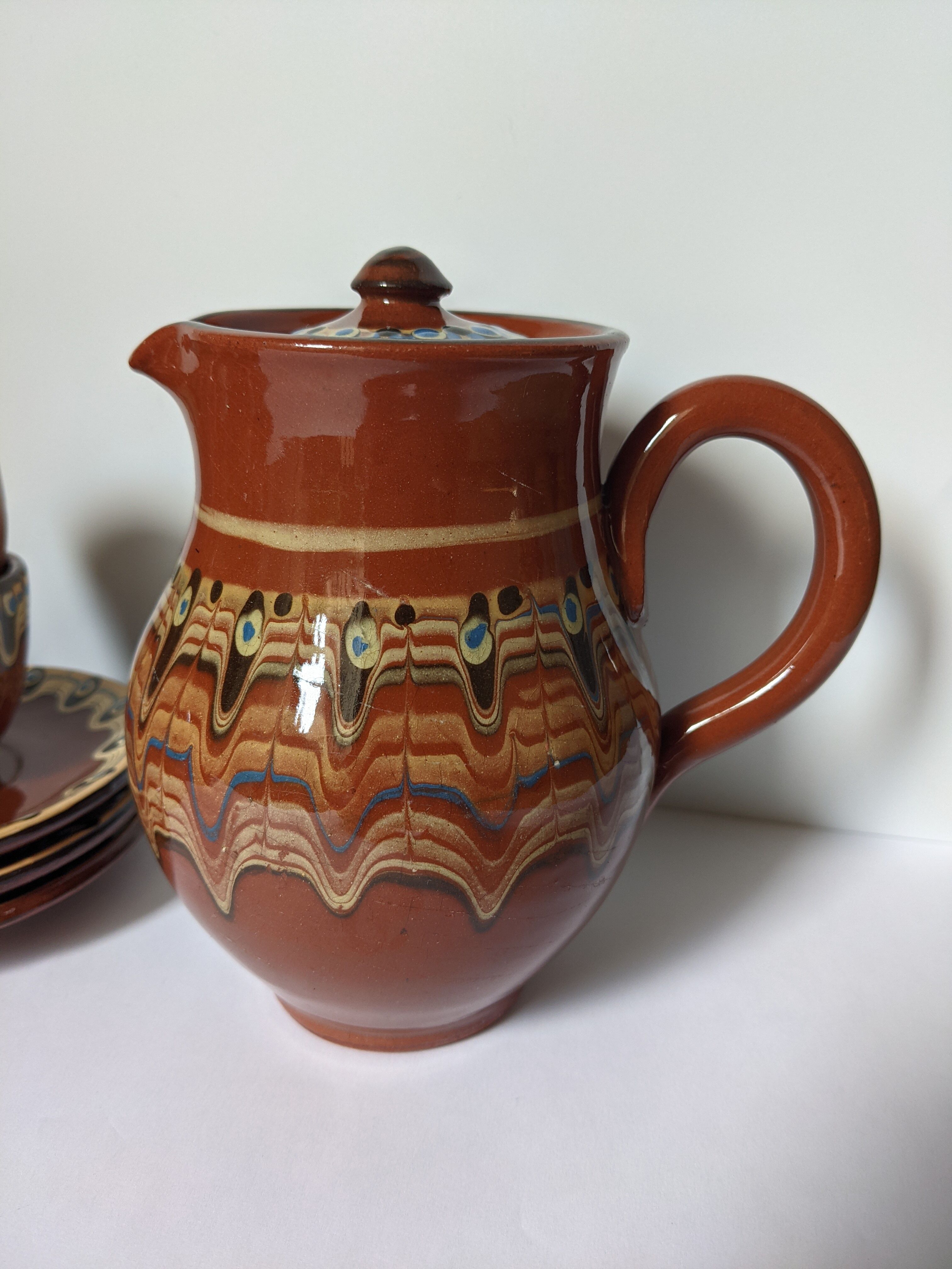 Brown glazed ceramic coffee service