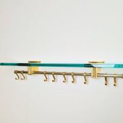 Brass and Glass R14G Wall-Mounted Coat Rack from Peter Ghyczy, 1980s