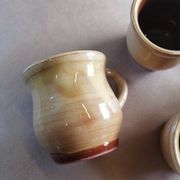 Set of 7 vintage stoneware yellow coffee cups