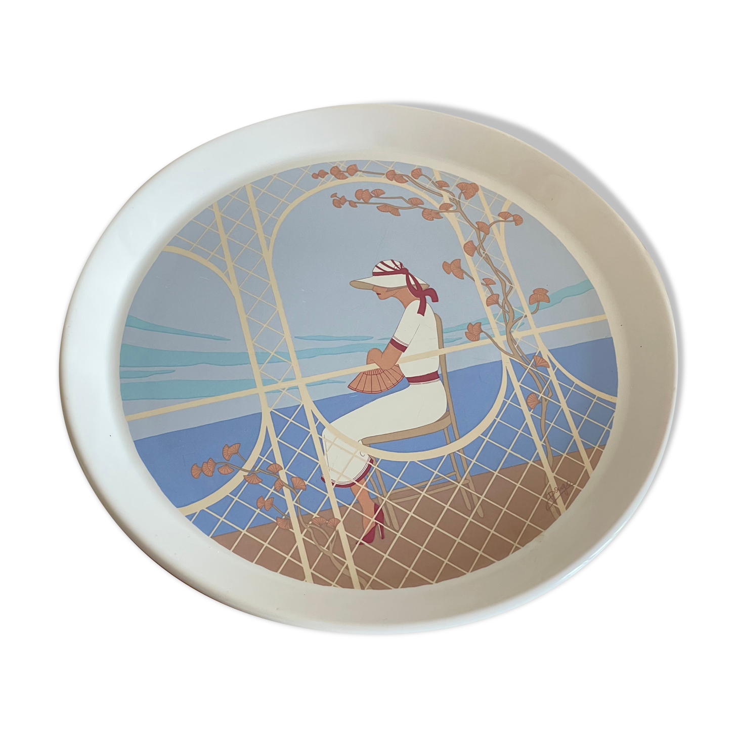 Large plate, earthenware dish of St Amand women's décor and garden