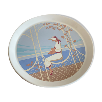 Large plate, earthenware dish of St Amand women's décor and garden