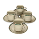 4 cups and saucers made of porcelain from Limoges, Haviland, green Châtelaine model