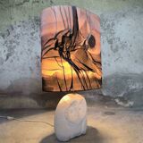 Vintage owl lamp made of natural stone