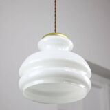 Mid-century italian brass and opaline pendant lamp, 1950s