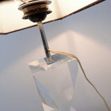 Lampe de table sculpturale en lucite solide transparente - Vers 1980