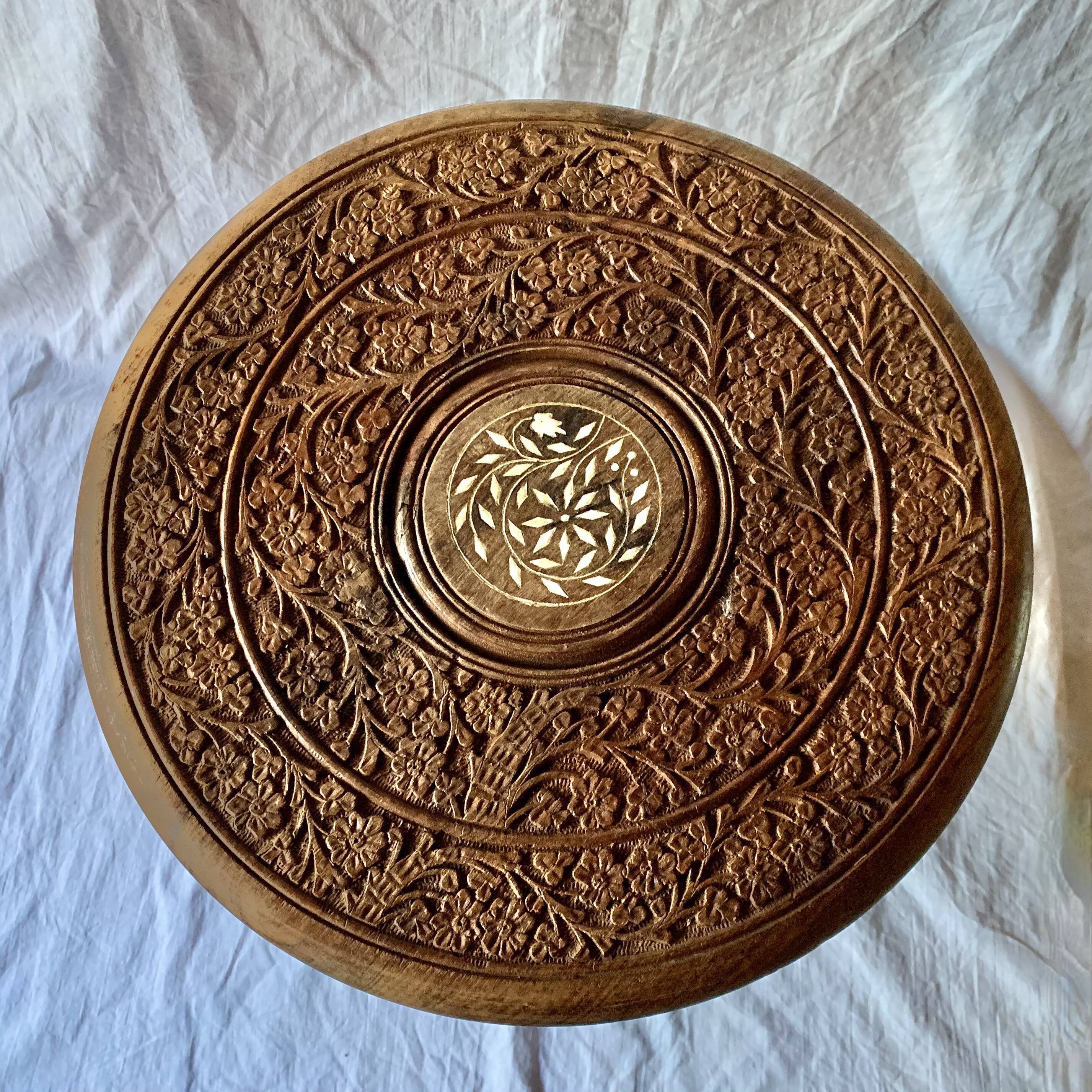 Vintage carved wooden side table