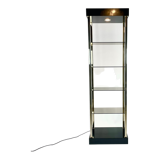 Brass and smoked glass shelf, belgo chrome, 1980