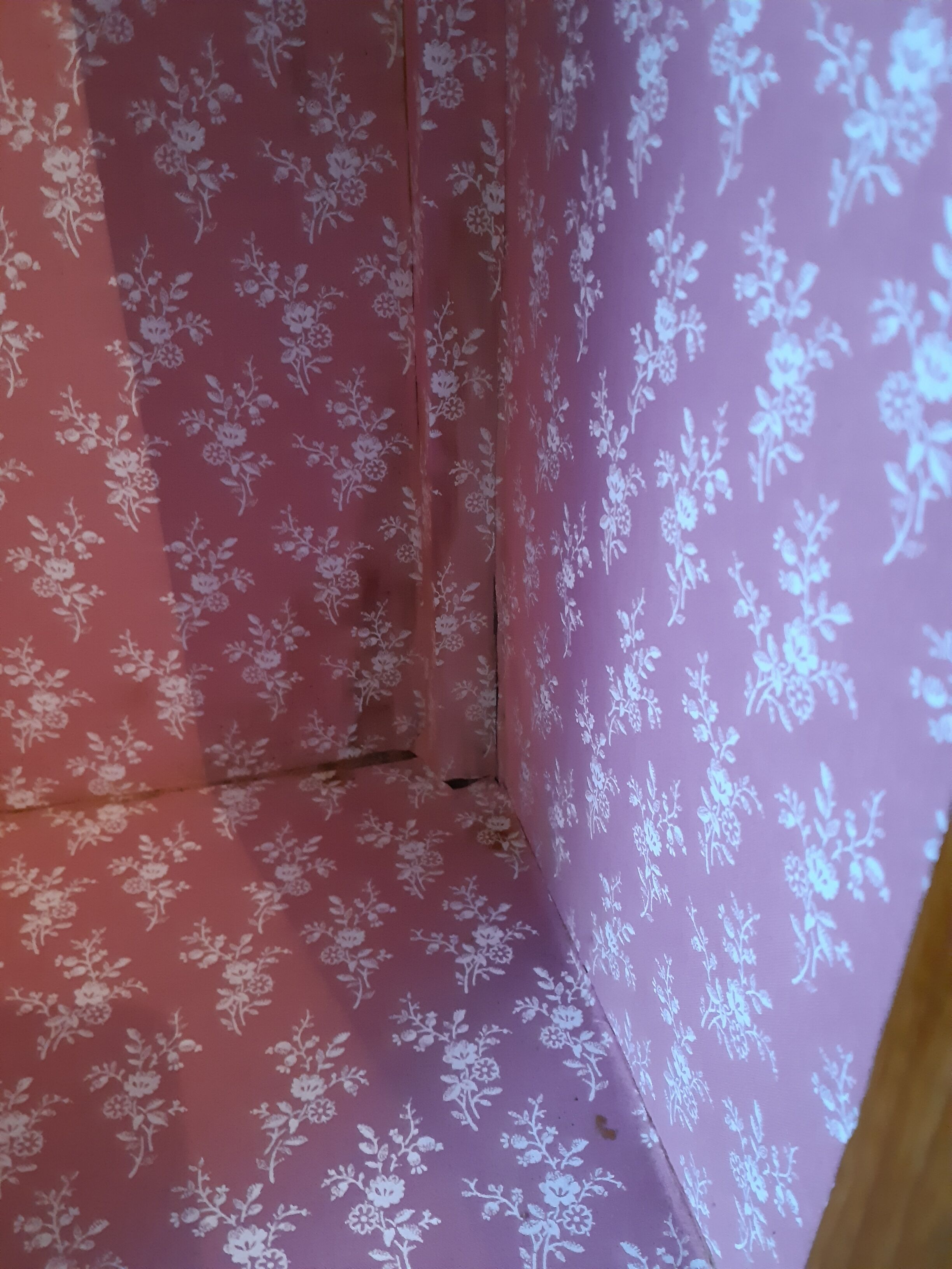 Handcrafted wooden doll cabinet, vintage French 50s