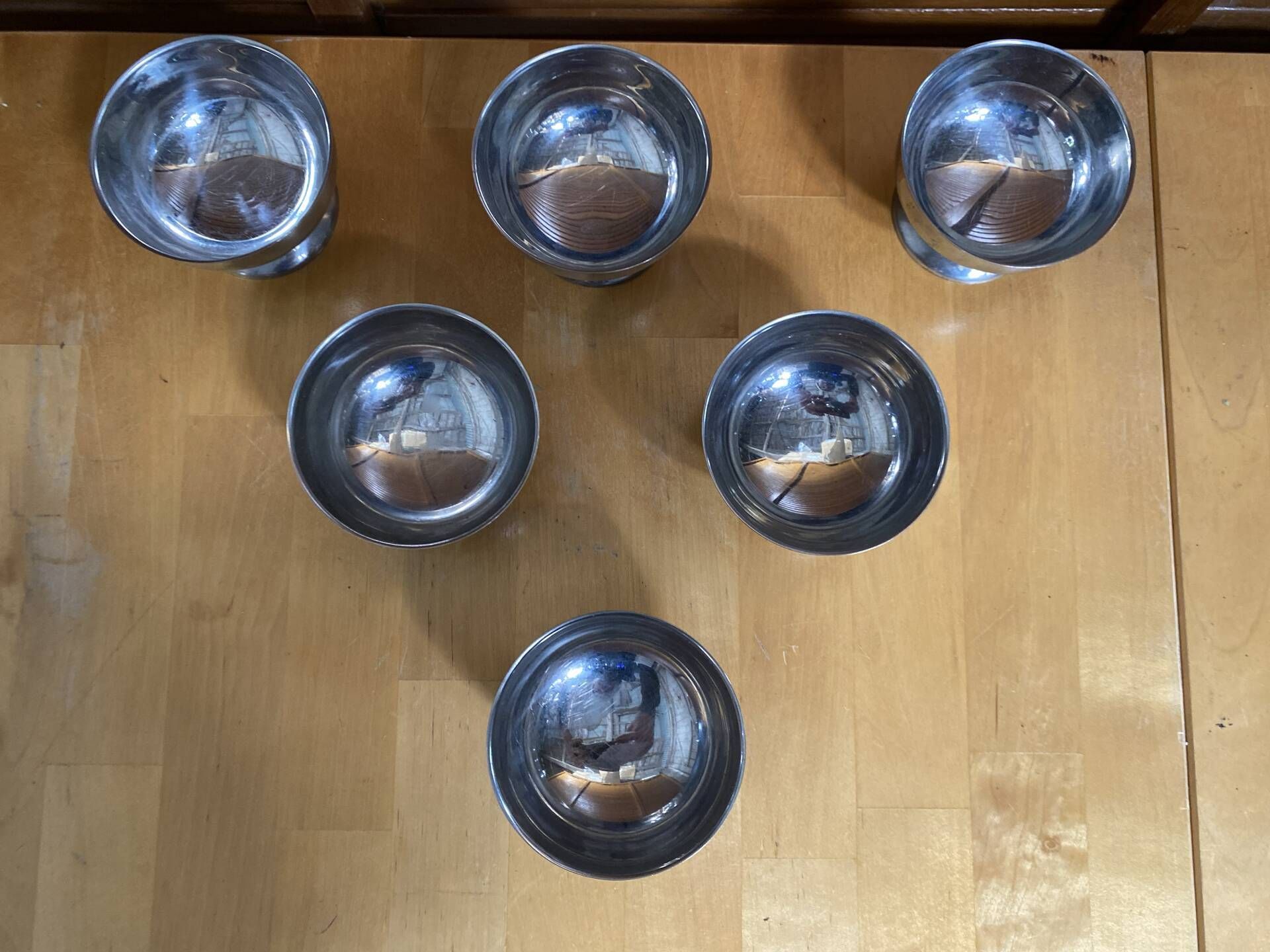 Set of 6 Ice Cream Bowls Style Rémy LETANG Vintage Stainless Steel #E084