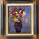 Painting "Bouquet of flowers" by Alphonse LANOE (1926-2009) HSP + frame
