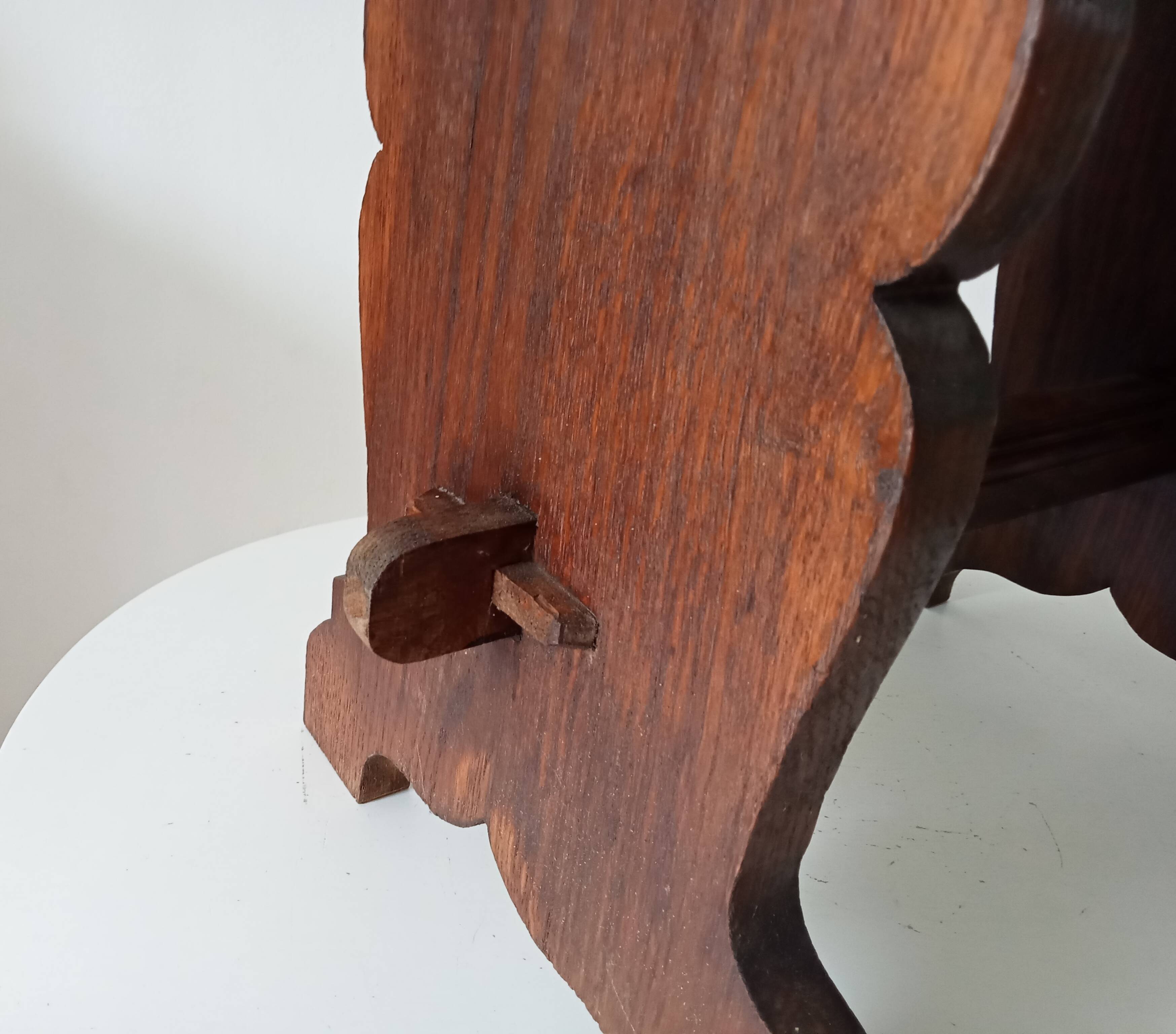 Vintage side table in solid oak, brutalist/rustic.